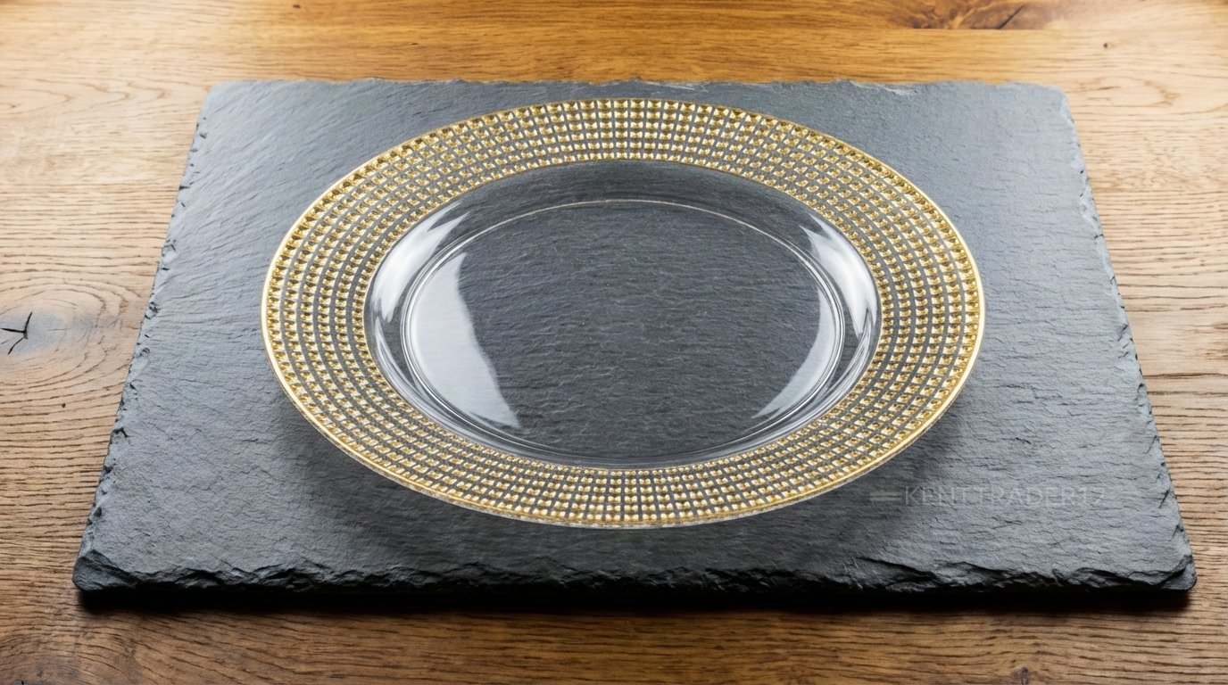 Gold Studded Clear Acrylic Charger Plate – 13" (33cm) Diameter