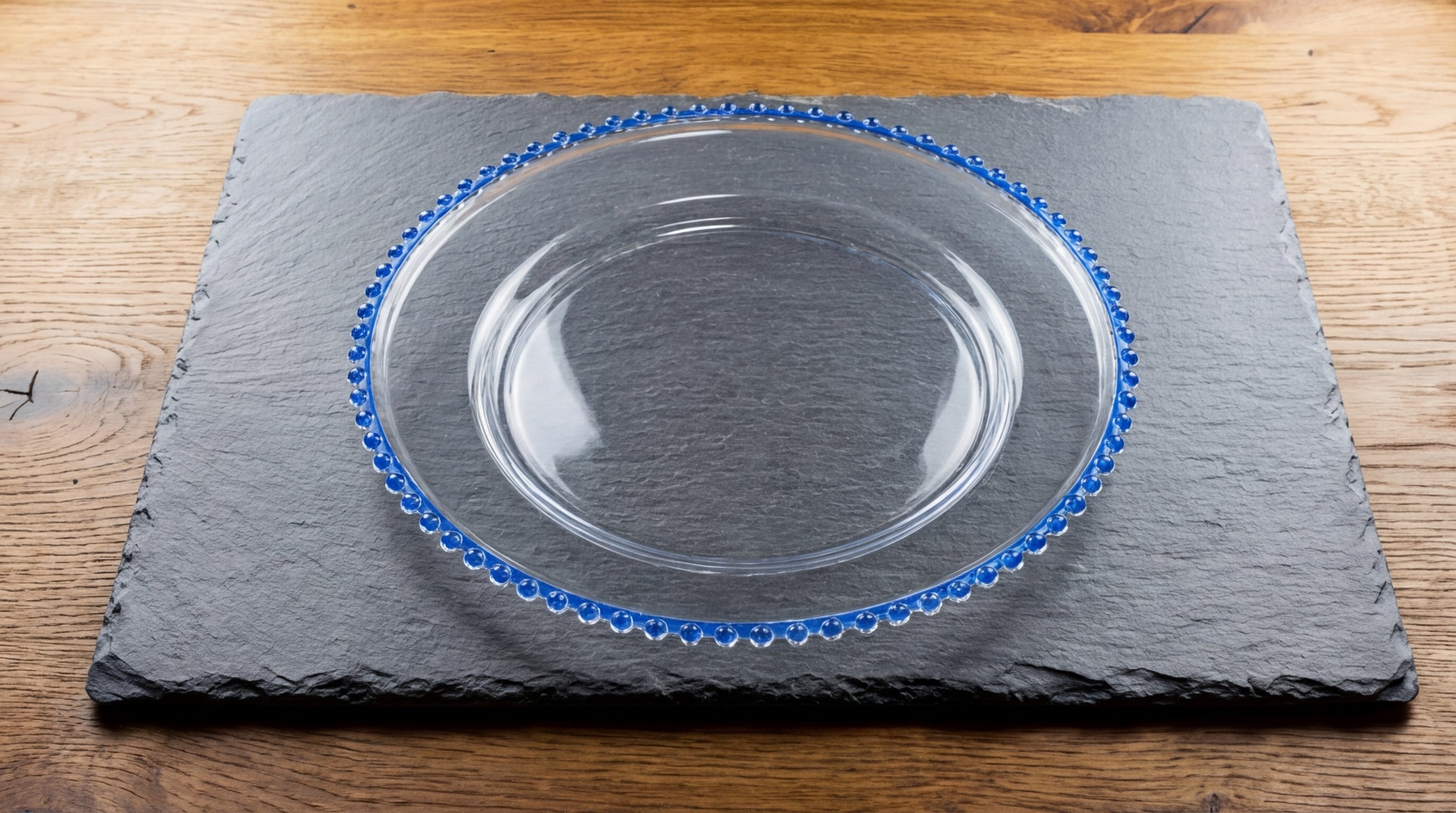 Blue Beaded Clear Acrylic Charger Plate -13" (33cm) Diameter