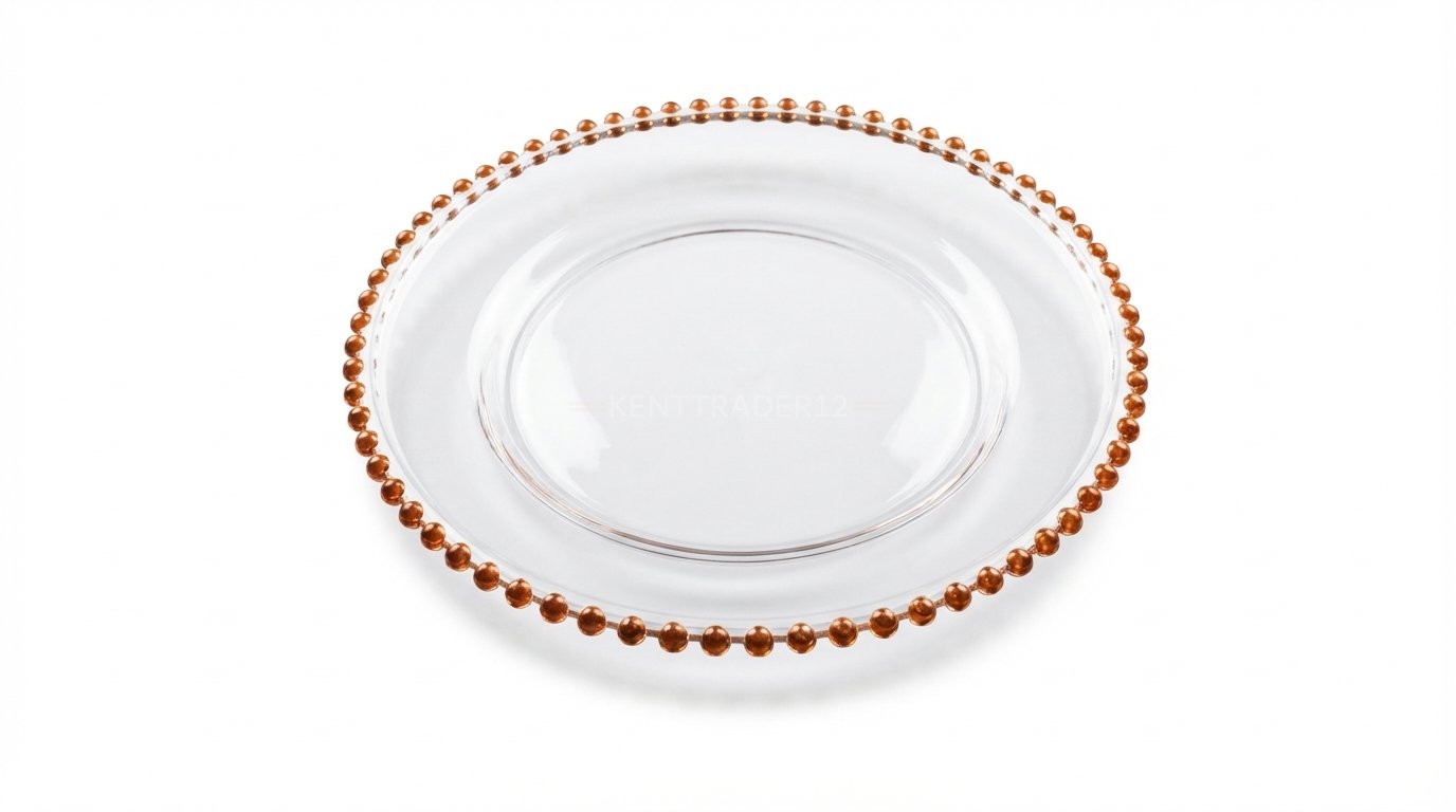 Burnt Orange Beaded Rim Clear Acrylic Charger Plate -13" (33cm) Diameter - Image 2