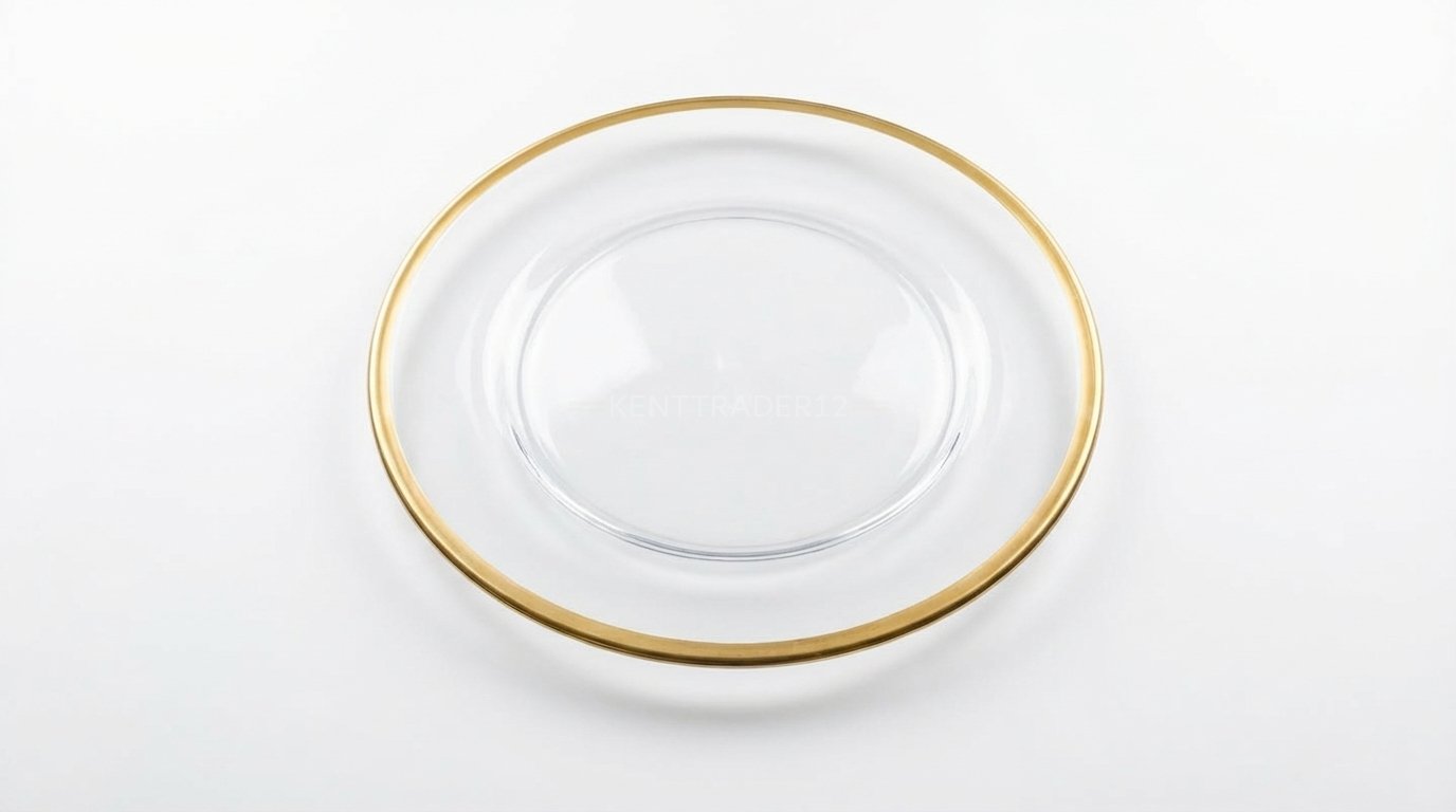 Gold Rimmed Clear Acrylic Charger Plate - 13" (33cm) Diameter - Image 2