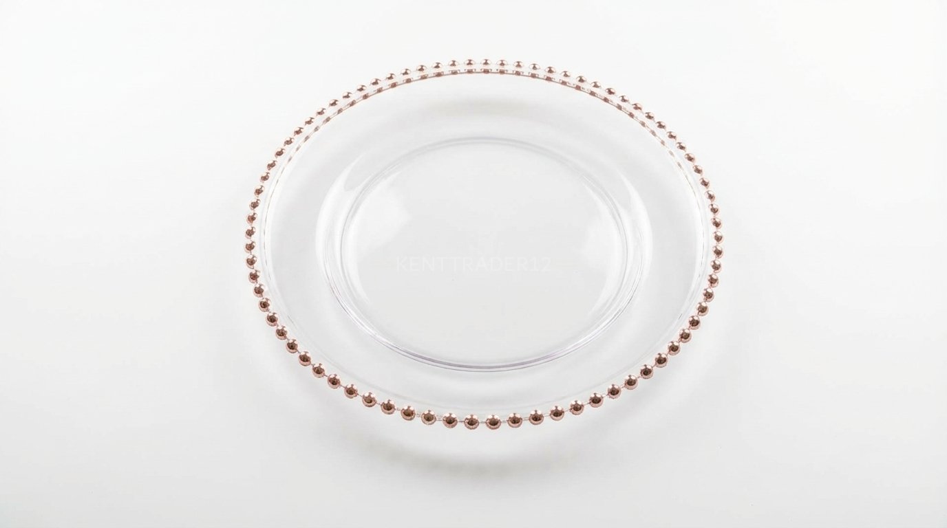 Blush Pink Beaded Clear Acrylic Charger Plate - 13" (33cm) - Image 2