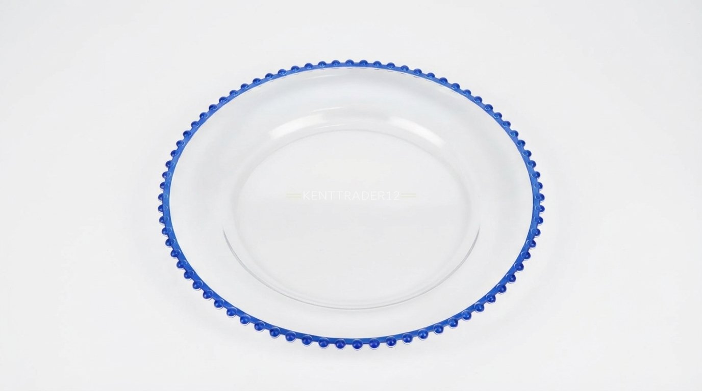Blue Beaded Clear Acrylic Charger Plate -13" (33cm) Diameter - Image 2