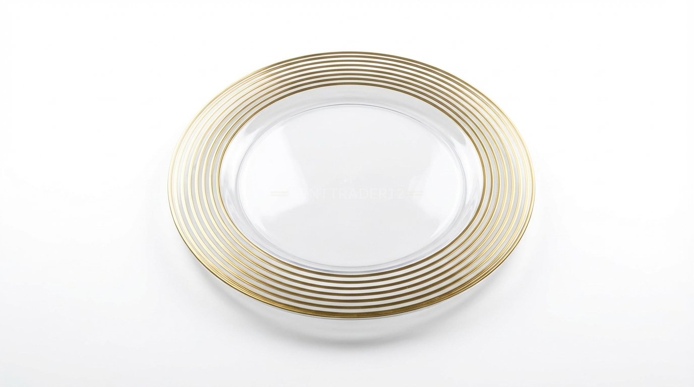 Six Gold Ring Detail Clear Acrylic Charger Plate -13" (33cm) Diameter - Image 2